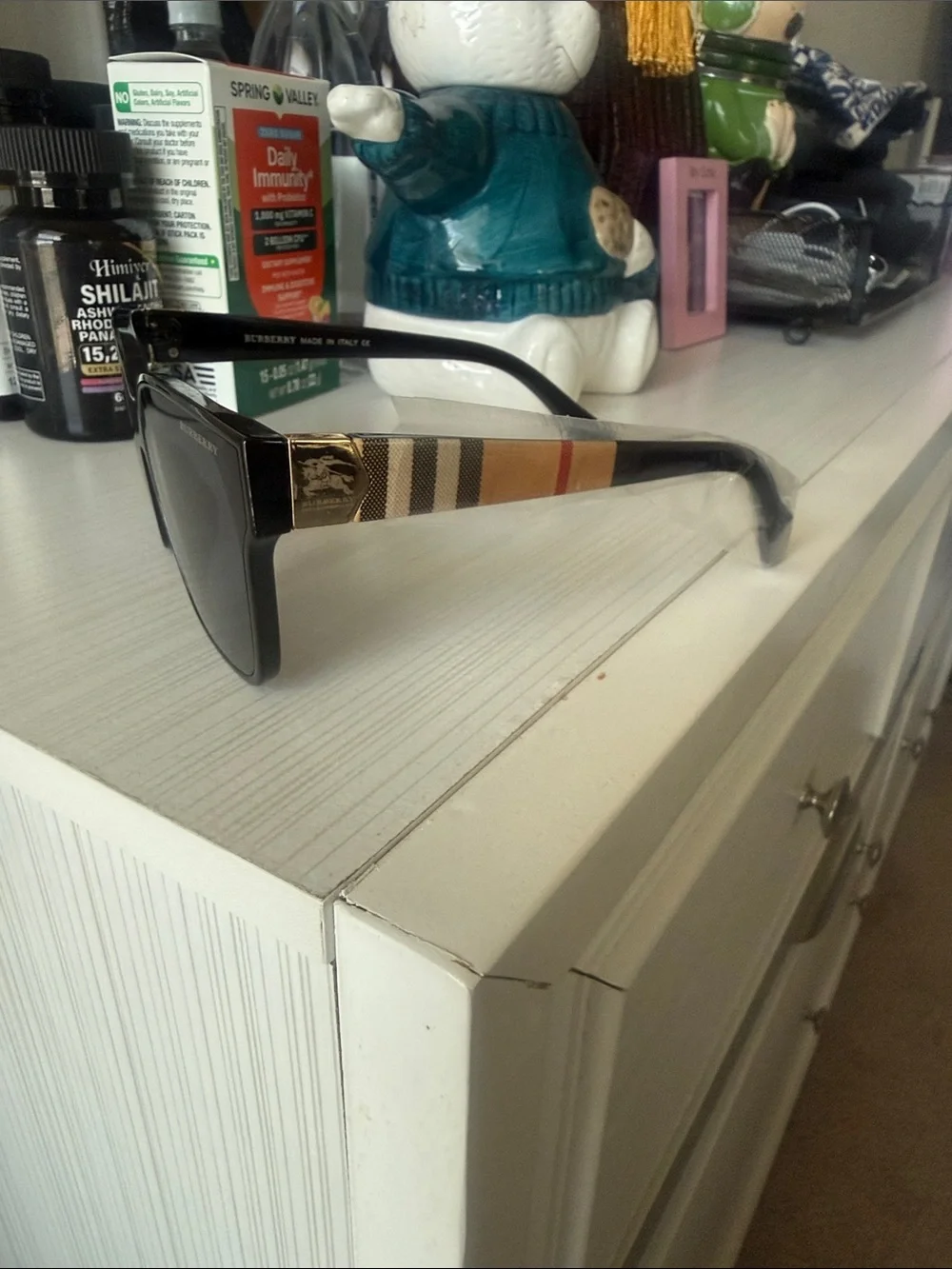 Burberry Black Men's Square Sunglasses with Dark Lenses